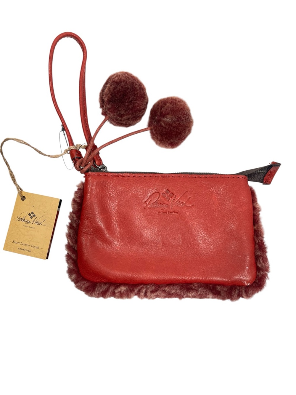 PATRICIA NASH Berry Red Italian Leather WRIST WALLET NEW Piedmont Sherpa Vinovo